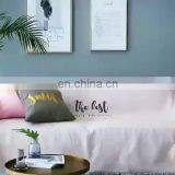 RAWHOUSE Nordic Pink Gray Plain Color Cotton Throw Blanket Woven thumbnail-1