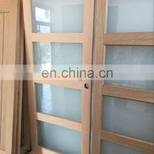 Unbreakable 3 Three Panel Interior Wood Sliding Frosted Glass Door thumbnail-5
