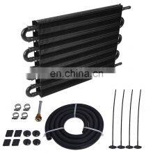 Aluminum 8 Pass Tube & Fin 5/6'' Manual Radiator Converter Kit Transmission Oil Cooler 8 Row thumbnail-1