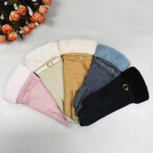 Wholesale Women Winter Gloves High Quality Cute Velvet With Faux Fur Cuffs Fashion Warm Gloves thumbnail-5