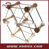 Tabletop Wine Bottle Rack Wine Bottle Holder- 6-Slot DIY Hexagon Stainless Steel and Wood,DIY Wine Rack thumbnail-2