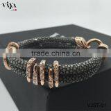 2016 Best Selling Products Stingray Leather Bracelet With 316L Stainless Steel Bracelet Jewelry for Wholesales thumbnail-5