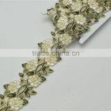 5yards High Quality Metallic Rayon Embroidery Flowers Lace Trim for Bridal 7cm thumbnail-1