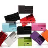 Colorful Stitched Plain Leather Desktop Organizer