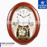 Wooden Case Large Decorative Big Pendulum Antique Wooden Wall Clock With 18 Music For Chiming And Sweep Quartz Clock Movement thumbnail-1