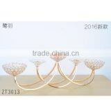 72cm Width X 23.5cm High Luxury Gold Semi-rotary Article Chroming Metal Base Crystal Candle Holder thumbnail-1