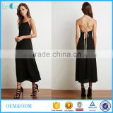 2016 New design Black Sexy Backless Braided Straps Maxi Dress For Women