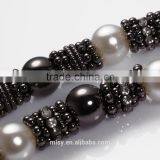 Pearl Gun Metal Decorative Bead Brass Chain for Wemen Brightness F1-80008 thumbnail-4
