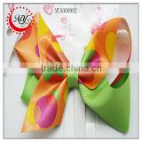 Fashion candy color big printing bow wholesale hair bows