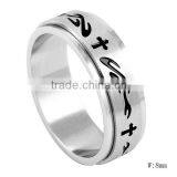 SRR8029 Fashion Silver Tone Jesus Cross Gear Ring Black Enamel Ring Rotating Ring Stainless Steel Gear Ring thumbnail-1