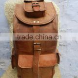 brown leather back pack/vintage style back pack/leather ruck sack