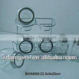 7pcs Glass Spice Jar Set With Metal Rack