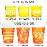Aroma Scented Amber Colorful Cut to Clear Glass Candle Holder or Jar thumbnail-4