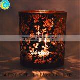 Black Laser Cut Rose Glass Candle Containers Candlestick thumbnail-4