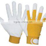 NMSAFETY Yellow Fabric Liner Good Quality Leather Gloves thumbnail-1