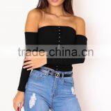 Long Sleeve off Shoulder Knit Top Women Fashion Designer Patterns thumbnail-6