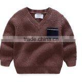 Wholesale Cotton Knitted German V Neck Sweater Pullover With Pocket thumbnail-3