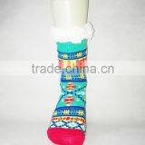 Ladies Chunky Thermal Knitted Fluffy Fleece Lined Fairisle Pattern Winter Slipper Socks thumbnail-6