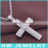 HWMCP1272 Micro Pave Setting Sterling Silver Cross Pendant thumbnail-1