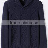 High Quality Wholesale Knitwear Men's Shawl Collar Cable Sweater Navy (BKNM15) thumbnail-3