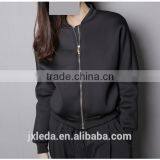 Best Quality Lady Biker Bomber Jacket Black Solid Zipper Coat Women Cloths 2016 thumbnail-5