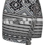 Elegant Brand Women Tassel Wrap Skirts Grey Jacquard Weave Clothing Cotton Fabric Skirts thumbnail-3