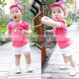 2017 Korean Style Baby Girls Clothing Short Sleeve Baby Shirt Organic Cotton Baby t Shirt thumbnail-1