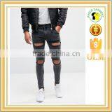 Slim Fit Straight Cut Knee Ripped Acid Wash Jeans Trousers for Men thumbnail-1
