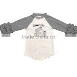 Wholesale Baby Clothes Ruffle Raglan Baby Icing Ruffle Top With Bunny Printed thumbnail-4