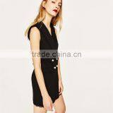 Factory Direct Sales Black Sleeveless Lace Jumpsuit Uniform for Office thumbnail-3