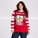 Women Red White Santa Paws Pattern Christmas Pullover Sweater thumbnail-1