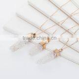 New Fashion Natural Quartz Crystal Druzy /Drusy Necklace Link Cable Chain Gold Plated Clear Crack Irregular Pendant thumbnail-3