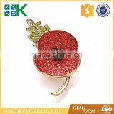 Personalised New Poppy Brooch Four Petal Red Rhinestone Pin For Remembrance Day thumbnail-1