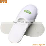 white velour embroidered logo cotton woman hotel slippers