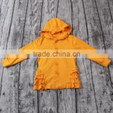 Fashion Baby Girls Boutique Clothing yellow cardigan with hood and ruffles custom easeful t-shirt