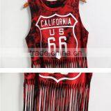 Custom Ladies Sleeveless Sports Wear Sexy Tank Tops Clubwear For Women Tassels For Garments thumbnail-6