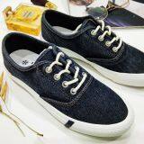 Womens StacyLowery  Lace Up Casual Canvas Shoes Black Denim