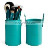 green pu leather makeup brush cup holder