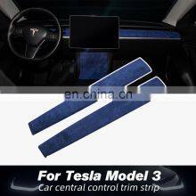 Carest ModelY Model3 Car Center Console Trim For Tesla Model 3 Accessories Suede Protection For Tesla Model Y Model Three Blue thumbnail-2