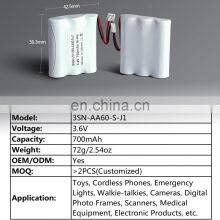 Customized NIMH AA 3.6V 700mah Rechargeable Battery Pack For Cordless Phone thumbnail-2