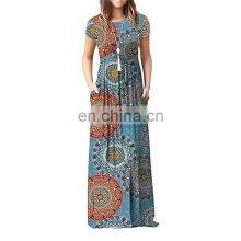 Manufacturers Wholesale Women's Short Sleeve Casual Printed Pocket Dress Women's Clothing thumbnail-1