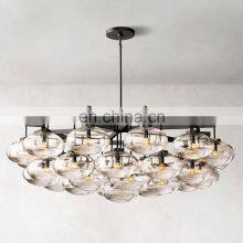CABRETTE Amber Glass Round Farmhouse Chandelier Dining Room Modern Glass Drop Light Fixture Bedroom Closet Living Room thumbnail-3
