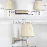 2016 Zhongshan Two Arms Fabric Shade Fancy Wall Light for Home Chrome Polished Wall Light Home Funiture thumbnail-3