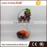 Iron Wire Apple Fruit Holder With 2 Baskets, Silver thumbnail-1