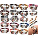 2015 New Leather 18mm Ginger Snap Button Bracelet DIY Charm Interchangeable Handmade Pulseras Snap Bracelets