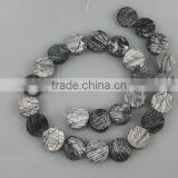 China Factory Direct Wholesale 25mm Network Stone Rough Coins Semi Precious Natural Network Stone thumbnail-1