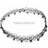 Black Plastic Line Braided Golden Beads Fake Tattoo Necklace for Girls thumbnail-4