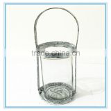2016 Hot sale round 10*15cm glass pot with ancient ways finished metal handle