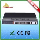 China 2015 hot sale IEEE802.af/at standard 400W power supply 24 ports 100Mbps ethernet poe fiber switch for IP cameras