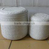 2016 Newest Round White Bamboo Box Set Of 2 With Lid from Vietnam for Home and furniture decoration